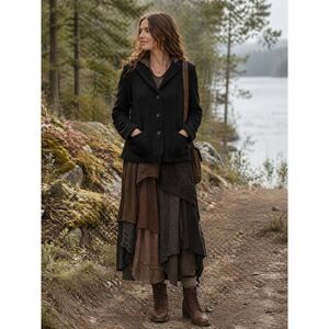 Peter Martin Womens Boiled wool cardigan sweater jacket hoodie lagenlook cozy